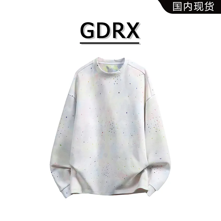 GDRX美式圆领卫衣男2025秋季新款潮牌扎染痞帅设计感上衣轻奢男装