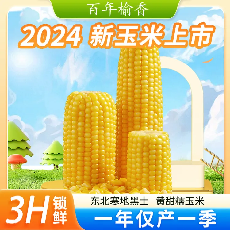 百年榆香甜糯玉米真空锁鲜包装拉丝粘玉米240g*10支