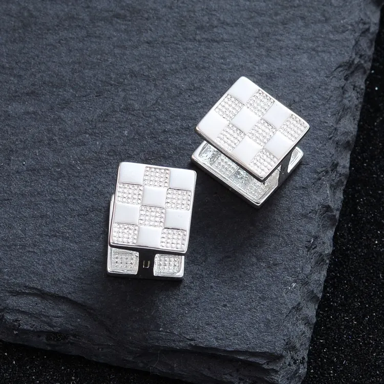 轻奢气质简约棋盘格耳扣女冷淡风个性精致小清新时尚小众饰品