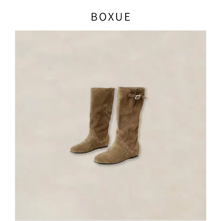 BOXUE  2025秋冬牛皮绒面革舒适长靴 靴子#251201S2222