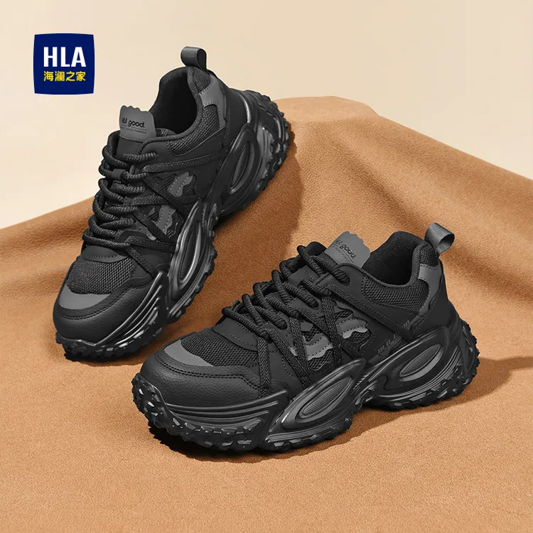海澜之家鞋子男款2025秋季新款潮流黑色老爹鞋男士软底休闲运动鞋