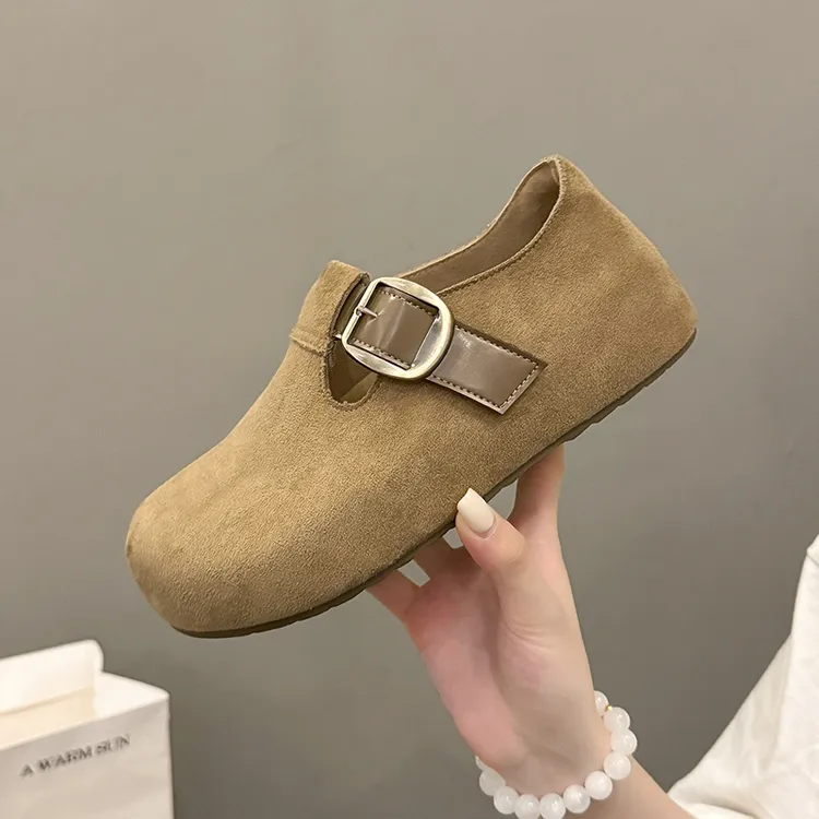 英伦风勃肯鞋女2025秋季新款复古百搭懒人一脚蹬配裙子软底豆豆鞋