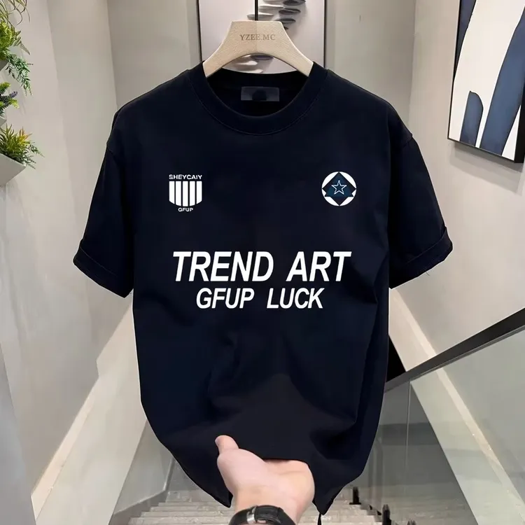 重磅210克男士男T恤新款美式潮牌字母短袖恤男款夏季宽松休闲上衣