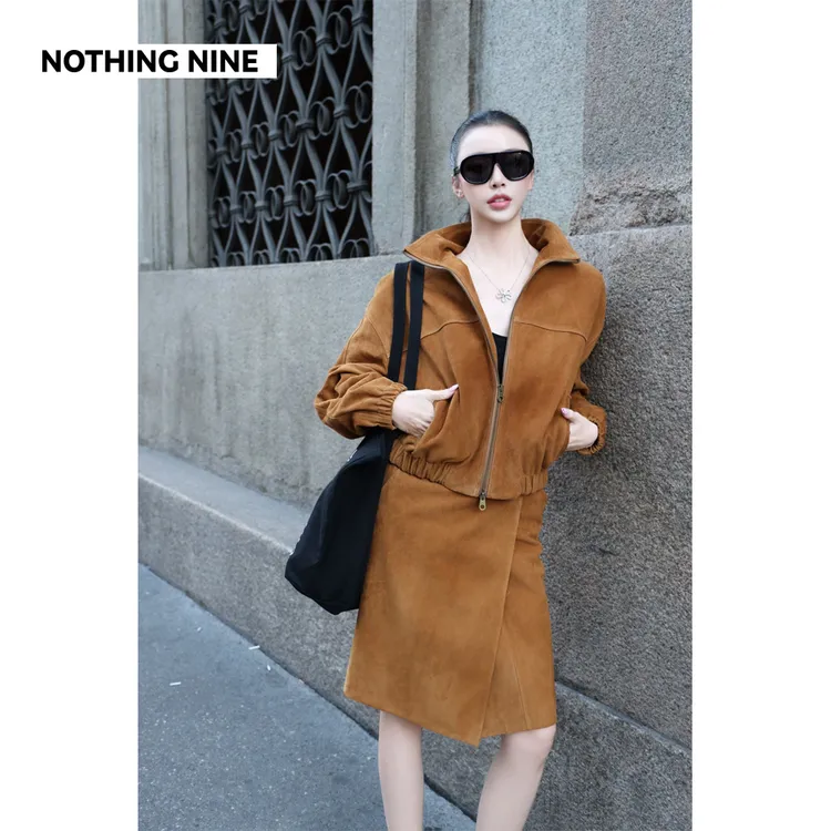 NOTHING NINE 【米兰秀款】沙之歌进口羊皮夹克外套/半裙