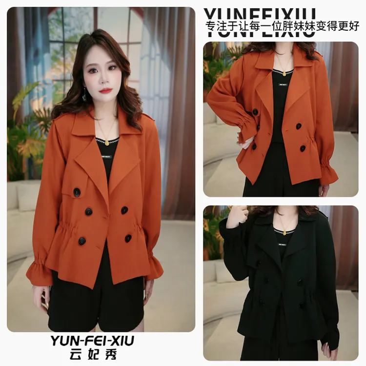 云妃秀大码女装外套时尚休闲宽松显瘦减龄简约气质百搭春季22219