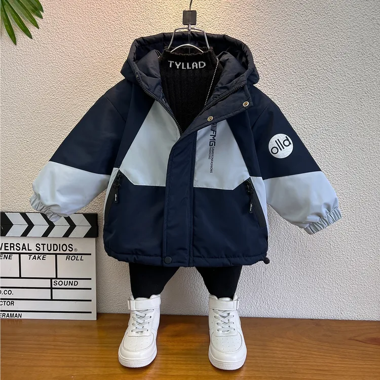 男童秋冬季加棉外套2025新款儿童棉衣加厚冬装男孩宝宝二棉冲锋衣