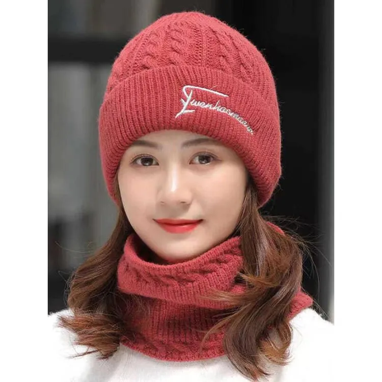 帽子女帽2026新款时尚冬季针织韩版加绒加厚毛线护牛仔防尘披风帽