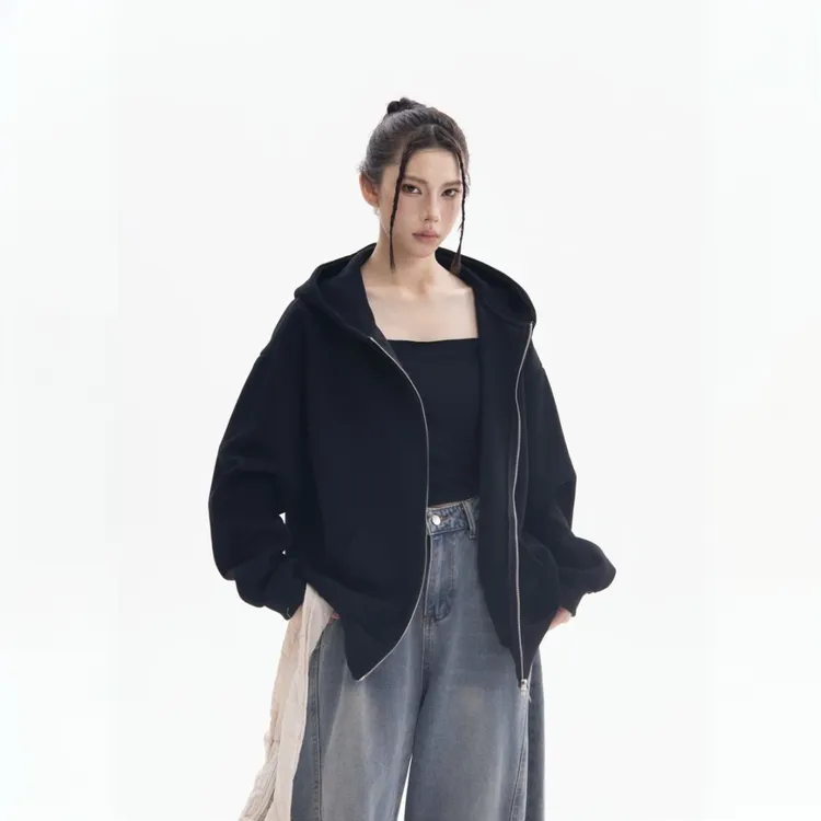 美式潮流重磅卫衣女开衫卫衣拉链卫春秋冬季上衣外套女秋季外套