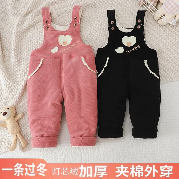 长裤女童背带裤小童秋冬加厚春秋