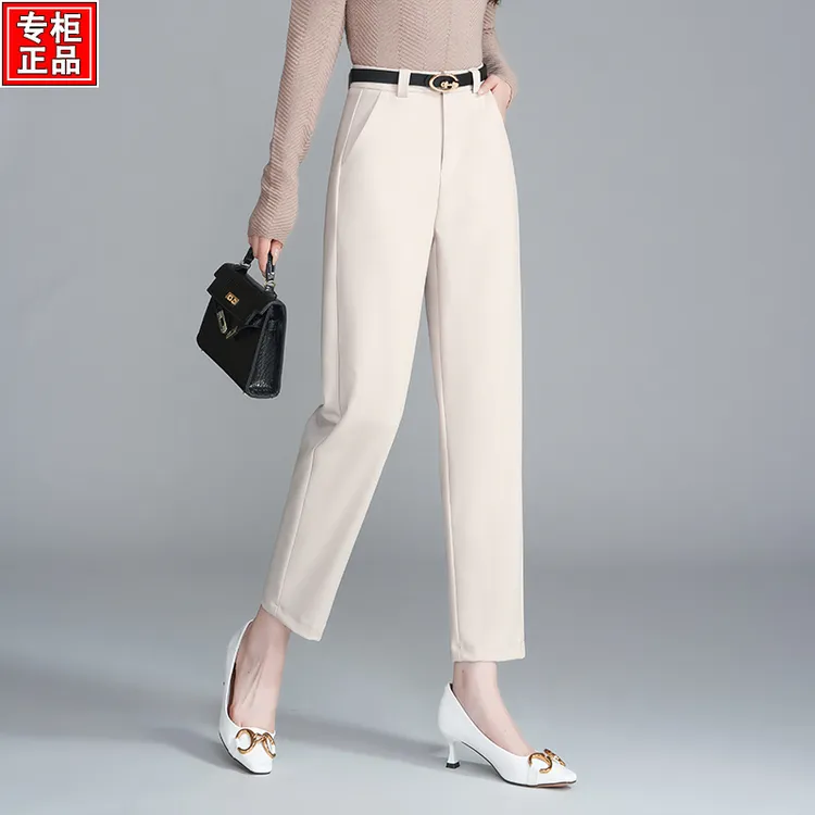 哥弟阿玛施正品秋季新款高腰直筒裤女小个子宽松九分哈伦裤休闲裤