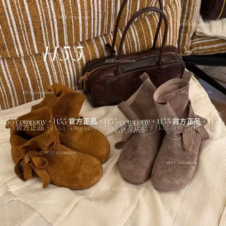 【一只璐甄选】H102-H55-奶油卡夫卡-高智法式小马丁短靴3cm70-2787