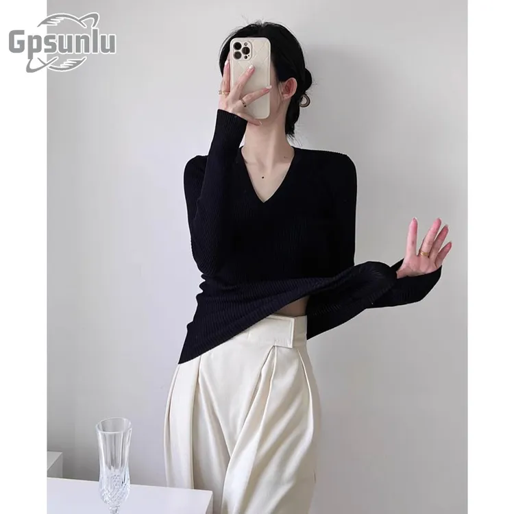 gpsunlu低领针织打底衫女内搭可外穿洋气上衣秋季高级感领毛衣