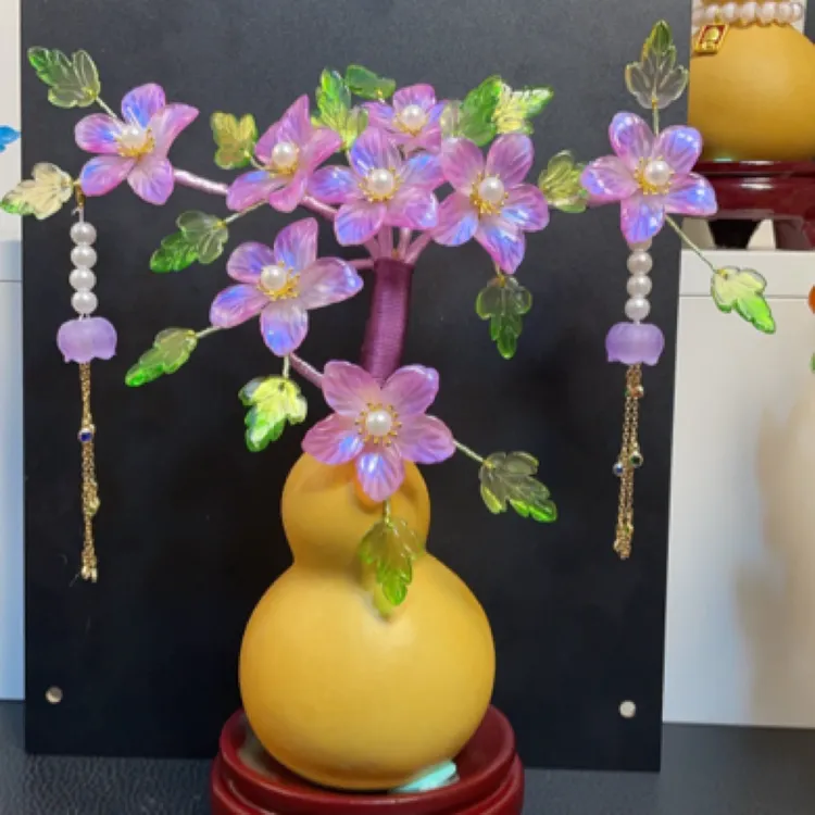 墨刻彩雕葫芦琉璃工艺品摆件