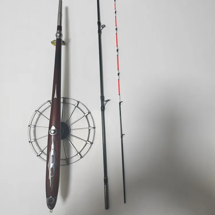 全不锈钢盘，红木手把，扦节竿盘车钓