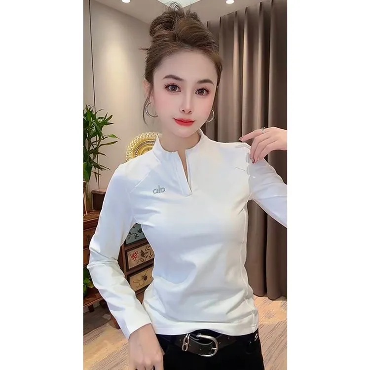 防脏半拉链简约气质立领常规女T恤百搭洋气打底衫长袖保暖上衣