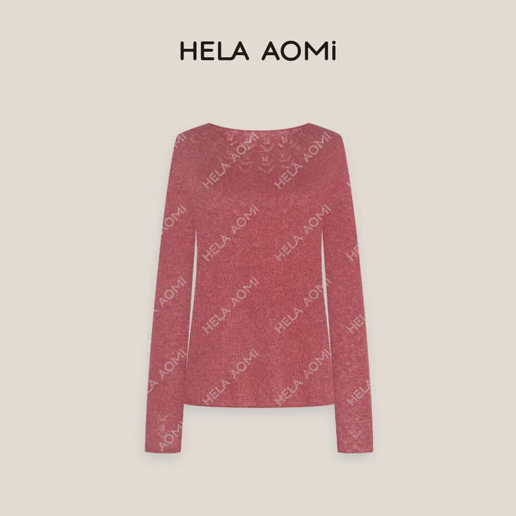 HELA AOMI “金丝钩花”绵羊毛55.9%莱赛尔山羊绒针织衫CY5CM33554