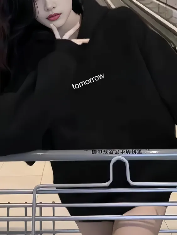 原版高品质中长款加绒连帽卫衣女秋冬新款慵懒风宽松时尚百搭外套