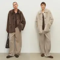 MSBEAST年轻显瘦翻领宽松廓形西班牙直毛皮毛一体外套丨万年托卡