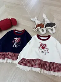 【新疆包邮】秋季新款花边苹果蝴蝶结卫衣01211