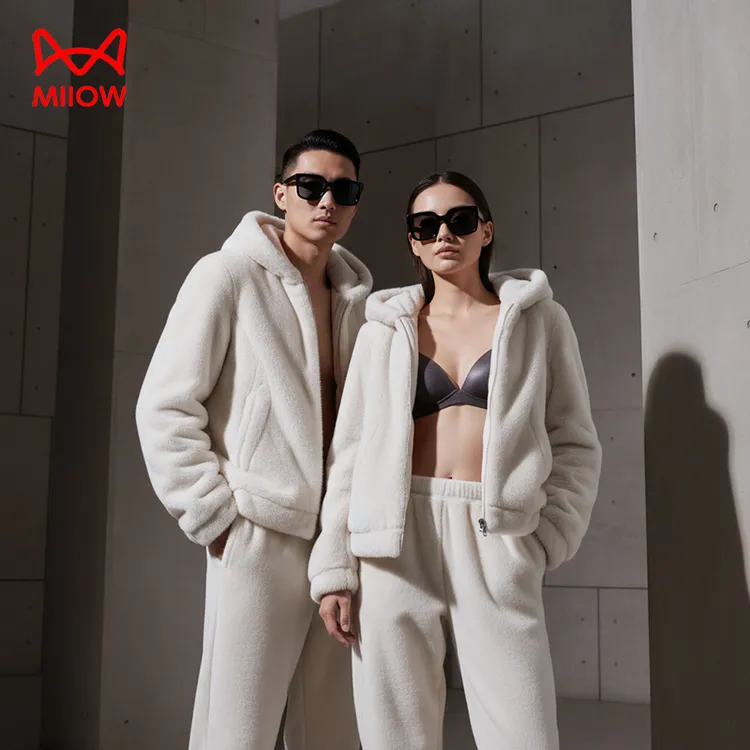 戚薇同款/MiiOW猫人睡衣鎏金环保草休闲男女连帽外穿情侣冬季加厚