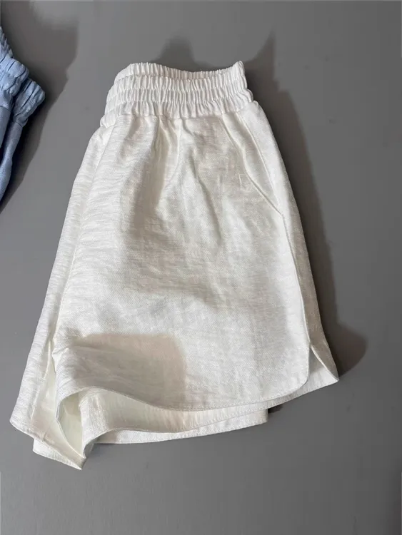 夏短裤女质感小个子百搭松紧腰开叉薄款大码阔腿热裤