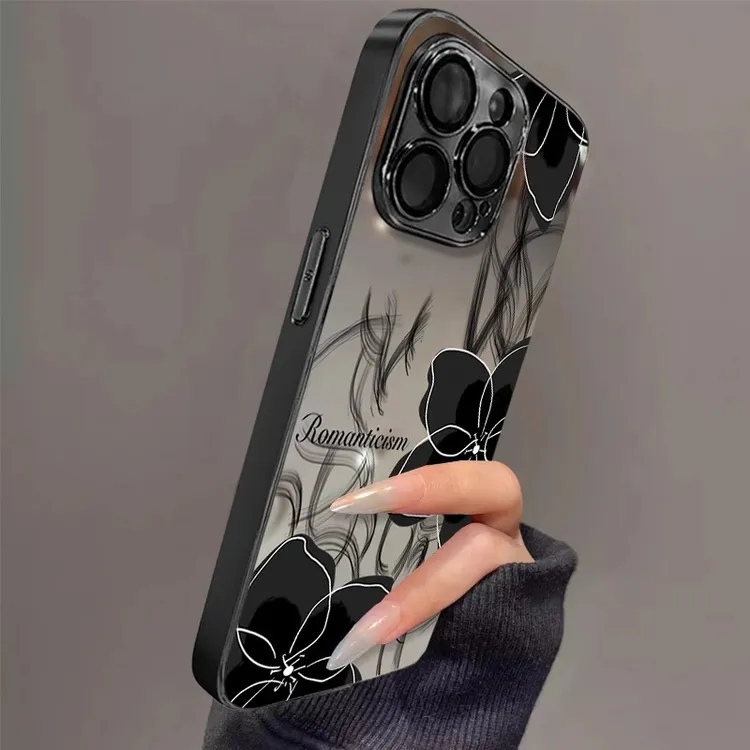 烟雾花朵适用苹果16promax手机壳15网红防摔14硅胶13简约12新款11