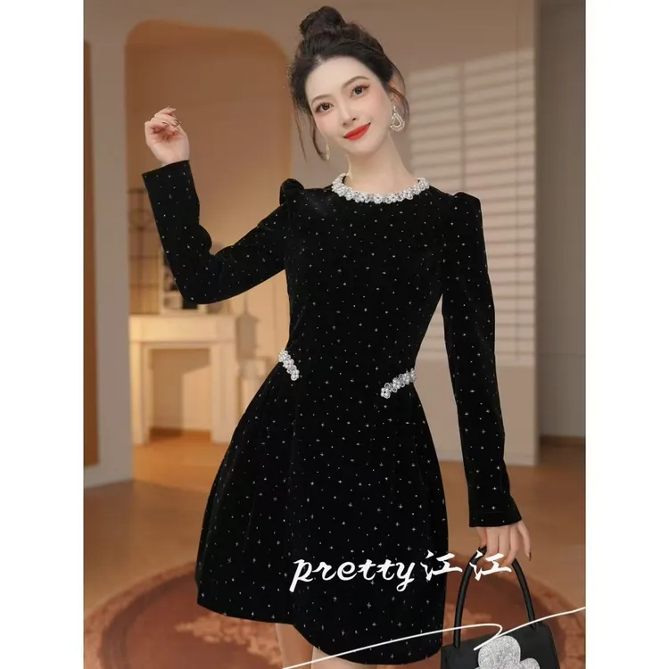 Pretty小众设计师品牌江江定制 优雅时尚气质宴会名媛连衣裙9185