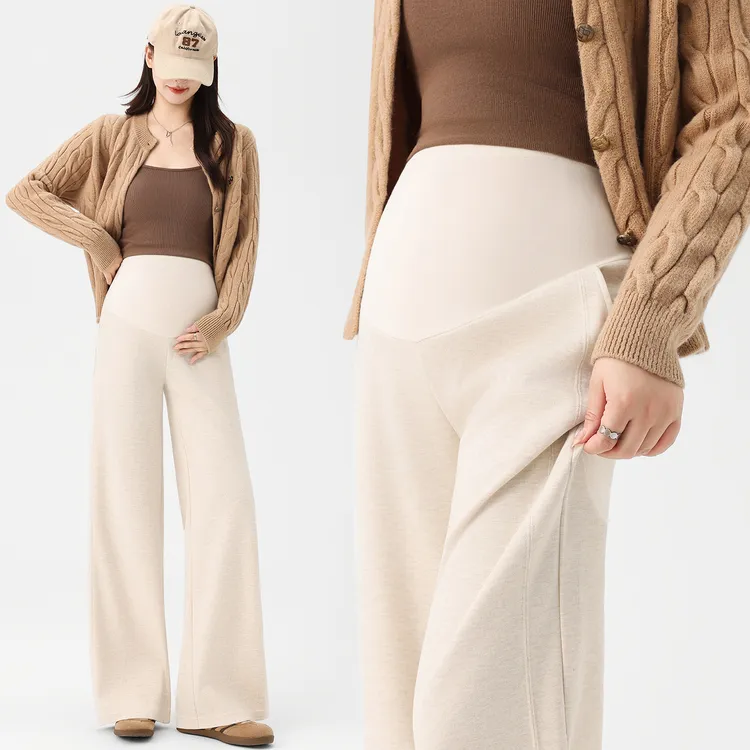醋酸羊毛孕妇裤子春秋外穿2025新款托腹裤阔腿裤休闲裤小个子秋装
