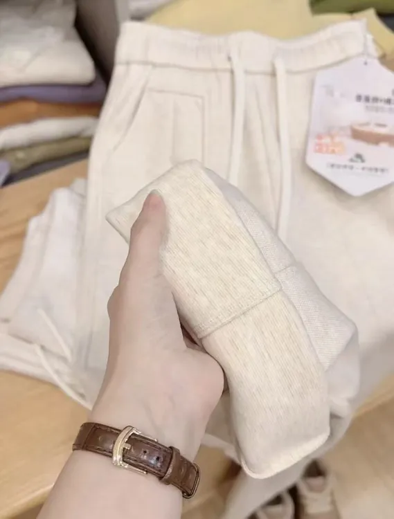 七言家巨好穿#  抗风蚕丝羊毛磨绒保暖毛呢百搭直筒裤@