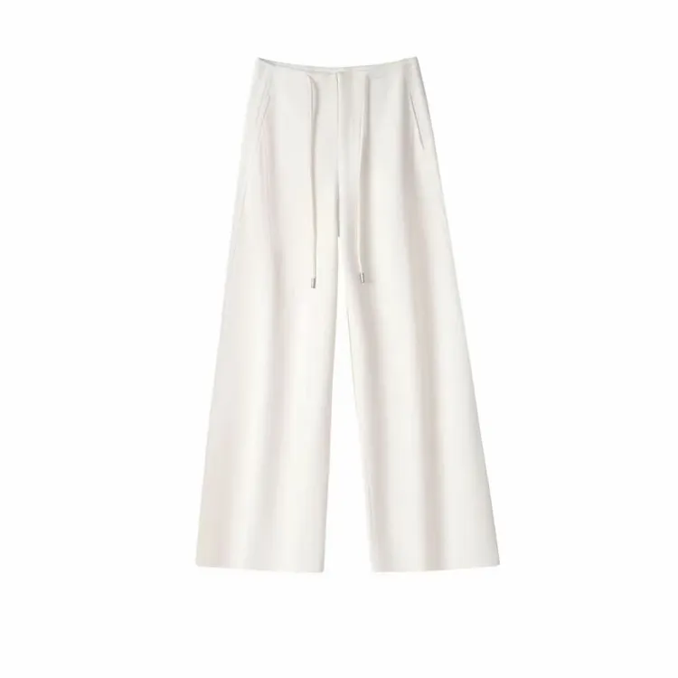 【蚕丝+羊毛】2025秋冬羊毛时尚百搭宽松直筒弯小刀裤松紧抽绳2582