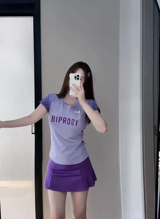 羽毛球服女款小飞袖速干运动上衣2025新款定制田口真彩排球服套装