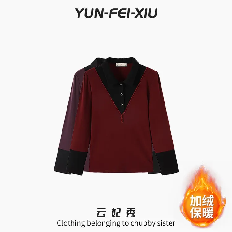 云妃秀大码女装上衣时尚加绒胖妹妹显瘦宽松减龄遮肉日常冬68763