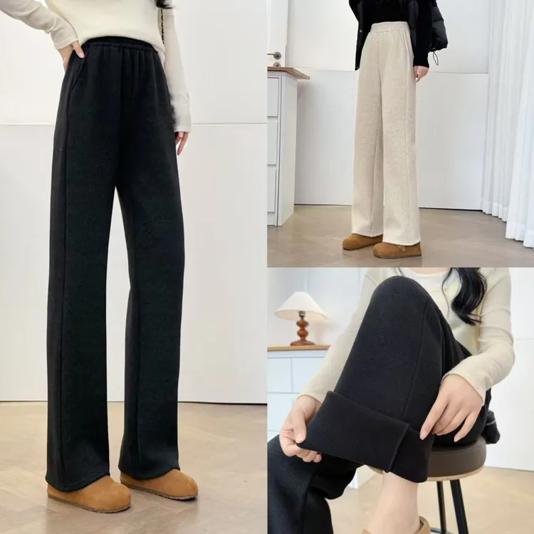 大码加绒加厚糯米中高松紧腰遮肉显瘦微喇休闲裤5157（100-210斤