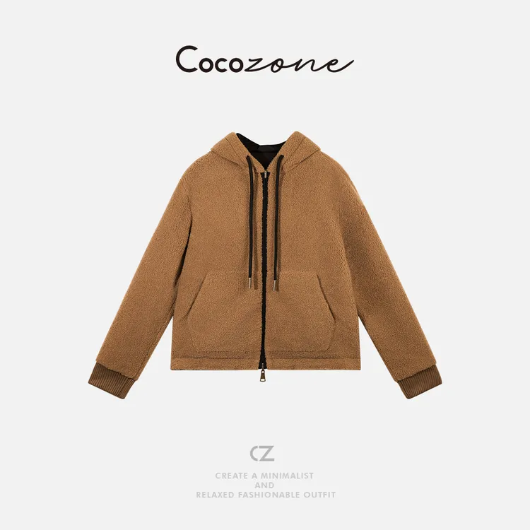 COCO ZONE 刘一一 “蒙科”双面穿连帽拉链柔软温暖感外套 CD2A2647