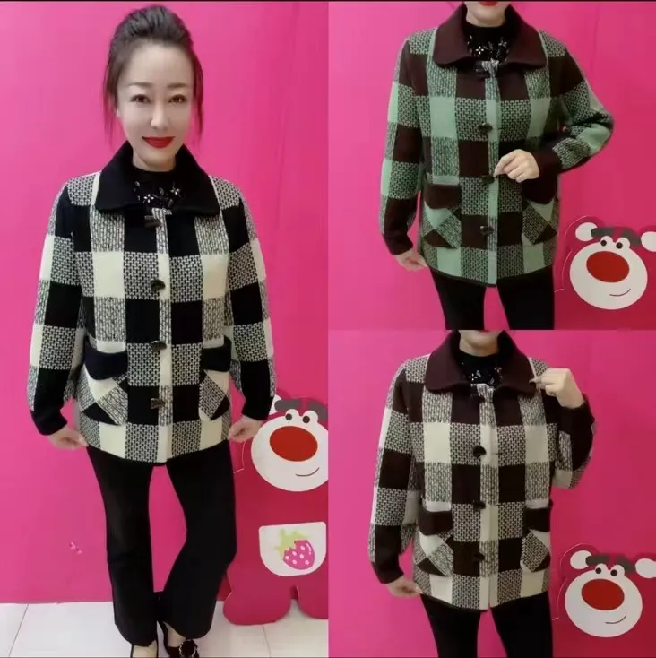 《专柜品质》秋冬气质洋气时尚休闲格子双面绒保暖百搭女款外套Z