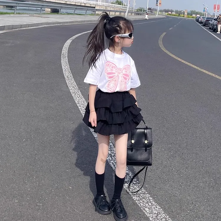2025新款女童百褶套装裙中大童6-12岁洋气小女孩韩版蛋糕裙两件套