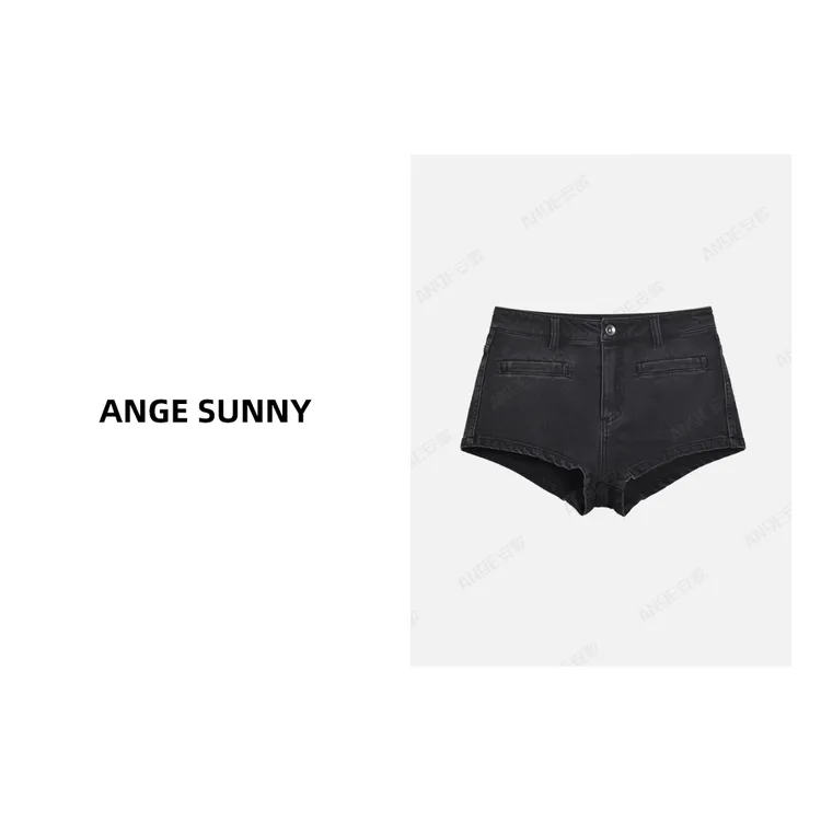 ANGE SUNNY【孙千同款 黑色牛仔短裤】SP风格经典黑水洗牛仔超短裤