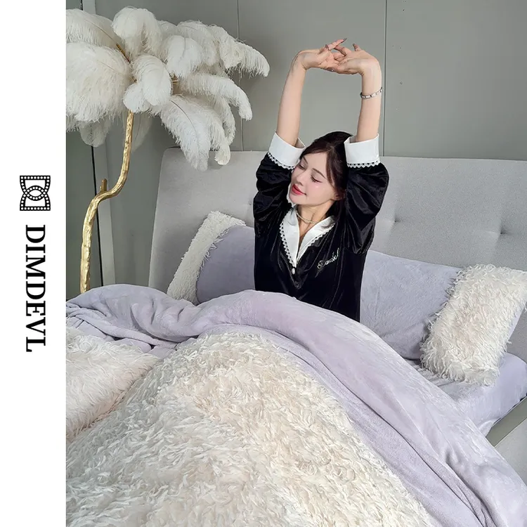 DIMDEVL/汀黛飞羽绒绒秋冬轻奢保暖亲肤抗静电仙女牛奶绒四件套