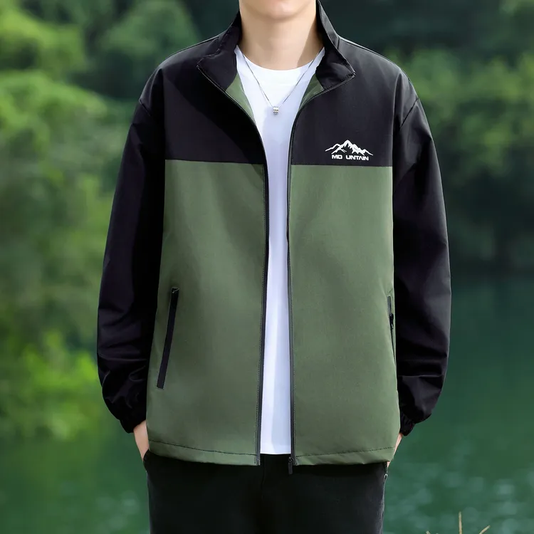 夹克春季秋冬抗皱原色外套冲锋衣拼接常规款秋季立领