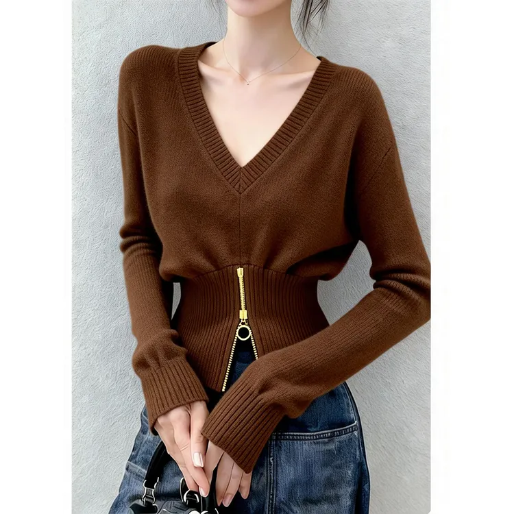 法式轻奢气质毛衣女2025冬季小众时尚别致洋气显瘦长袖针织衫爆款