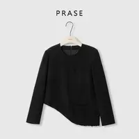 PRASE·杨杨【新势场】微胖轻奢设计秋女气质圆领不规则上衣PR503C87