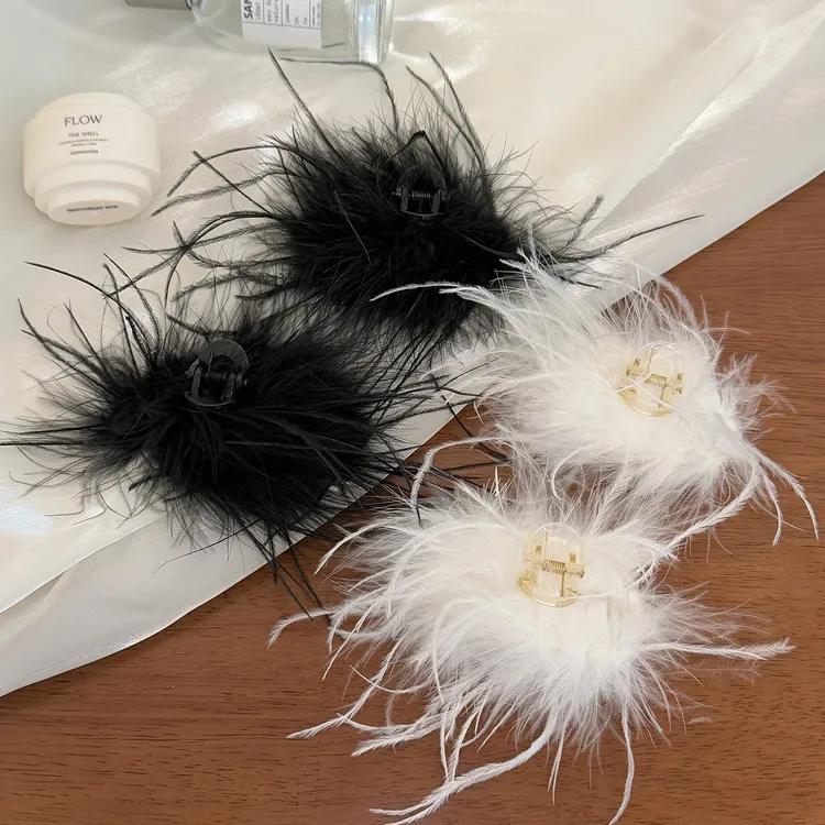 【新款】秋冬羽毛刘海夹7厘米发夹夹子小抓夹碎发夹公主头发夹