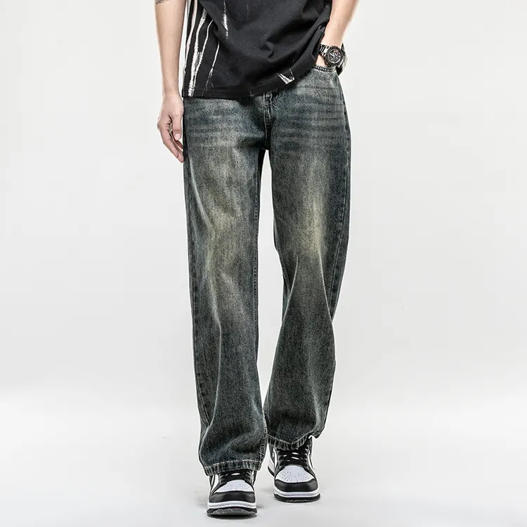 美式复古水洗牛仔裤男款爆款2025新款男生休闲宽松高街直筒裤子男