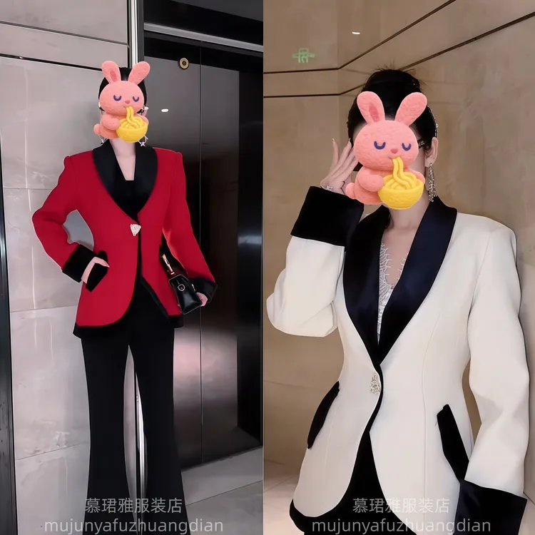 衬衫袖长袖冬季厚款一粒扣短外套西服设计师轻奢修身