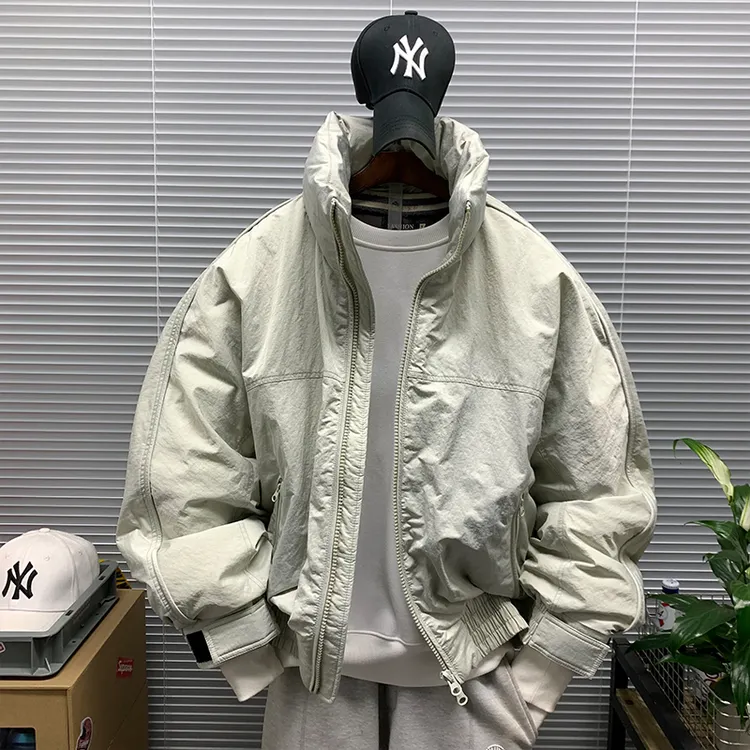立领短款简约潮牌羽绒服夹克男休闲宽松高街百搭冬季轻薄保暖外套