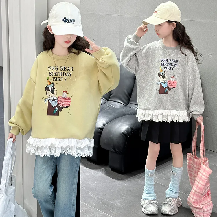 女童卫衣春秋款2025新款中大童网红洋气儿童休闲时髦小女孩上衣潮