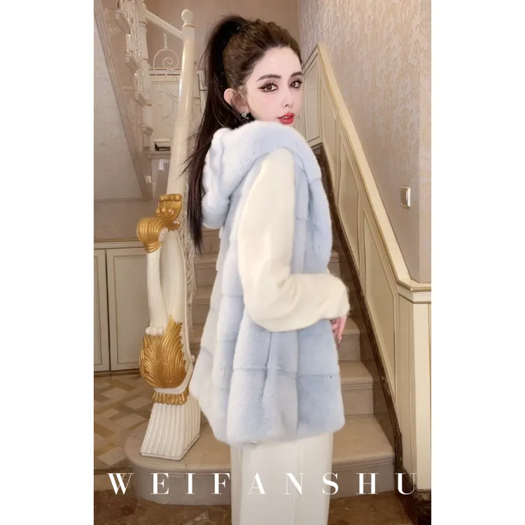 WEIFANSHU/魏凡舒【东京贵妇】冬季新款芬兰进口水貂皮草马甲外套