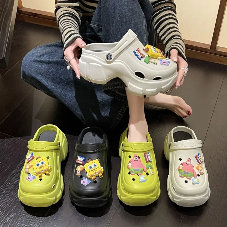 EVA厚底洞洞鞋女款夏季2025新款外穿防滑防臭增高踩屎感eva凉拖鞋