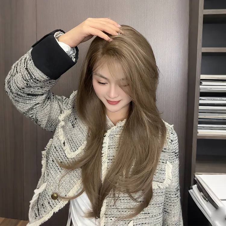 涵涵专属《柏林千金》青木亚麻灰棕色高层次大蕾丝进口丝假发女