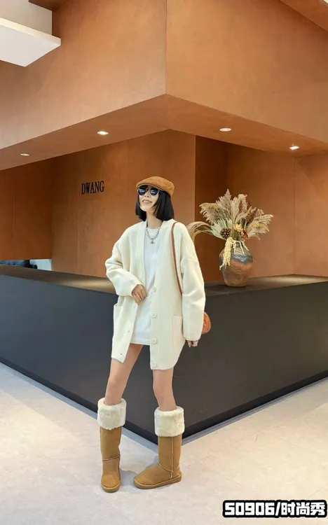 50906 女针织长袖保暖百搭V领毛针织衫